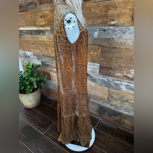 🧡 BB Dakota by Steve Madden Burnout Velvet Maxi Dress - Size Small 🧡 - Picture 8 of 9